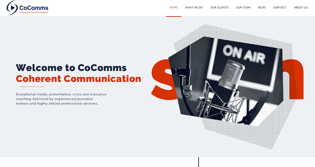 Picture of the CoComms website home page banner